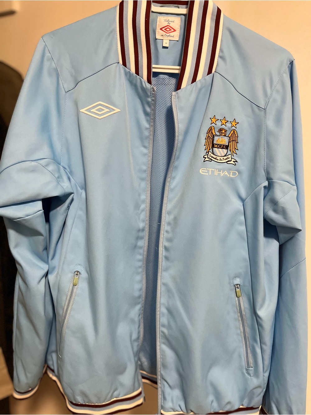 Umbro Light Blue Manchester City Bomber Jacket with Crest